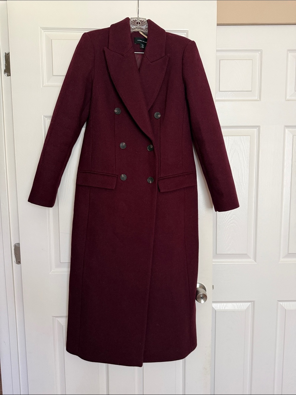 Karen Millen Burgundy Double Breasted Tailored Wool Coat 2